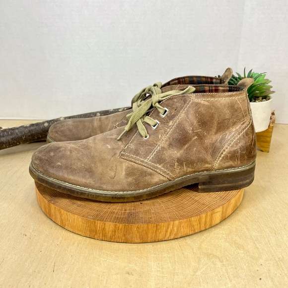 BED|STU | Distressed Leather Chukka Boots Size 10 Plaid Lining Rustic Lace-Up 11